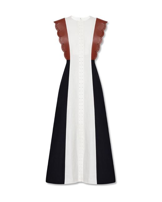 Chloé Black Soft Panama Aloe Linen Midi Drs M