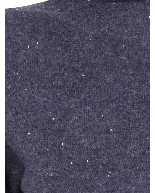 Antonelli Blue Sequin-Embellished Roll-Neck Sweater