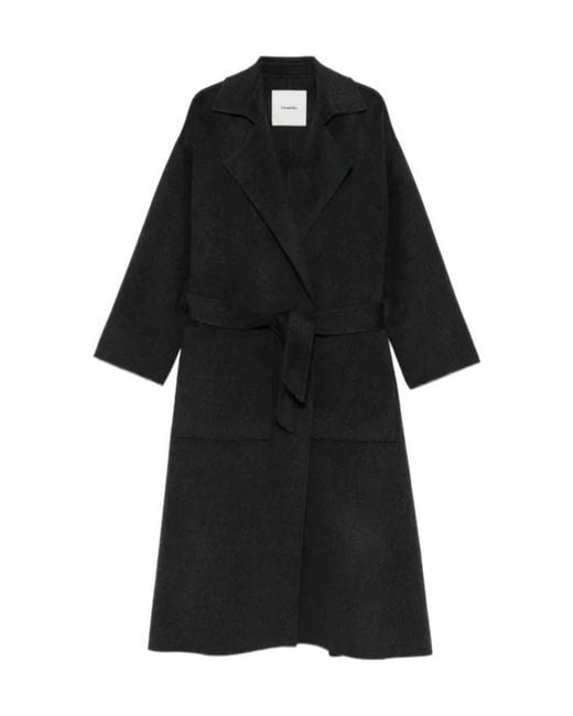 Nanushka Black Belted Wool Coat