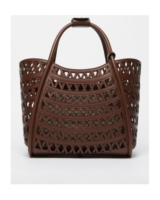 Max Mara Brown Woven Top Handle Bag