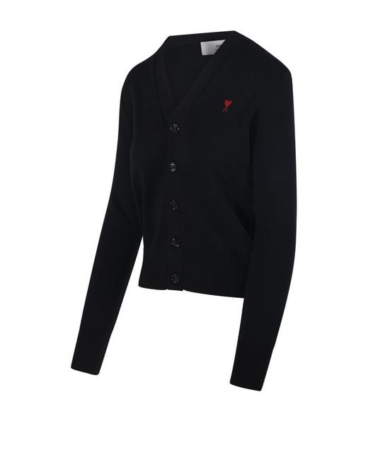 AMI Blue Adc V Neck Merino Cardigan