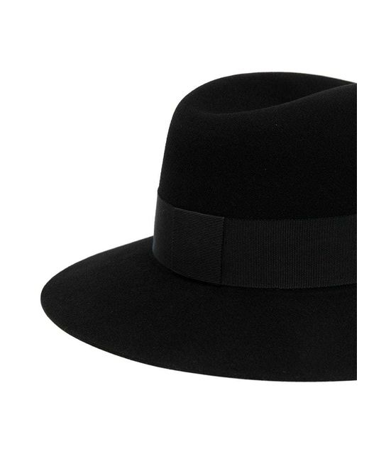 Maison Michel Black Henrietta Wool Fedora Hat