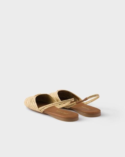 Prada Natural Crochet Slingback Ballerinas