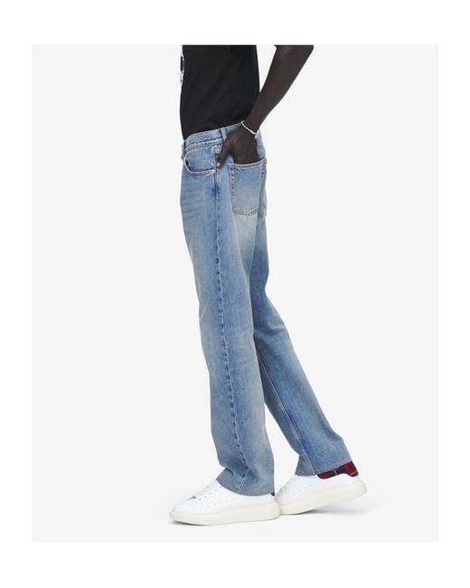 McQueen Blue Straight-Leg Jeans for men