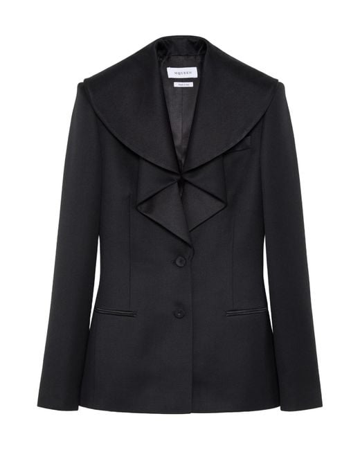 McQueen Black Waterfall Collar Single-Breasted Jacket