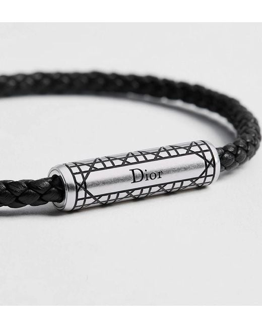Dior White Cannage Woven Leather Bracelet for men