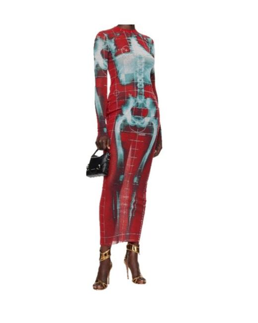 Jean Paul Gaultier Red Long Sleeve Dress