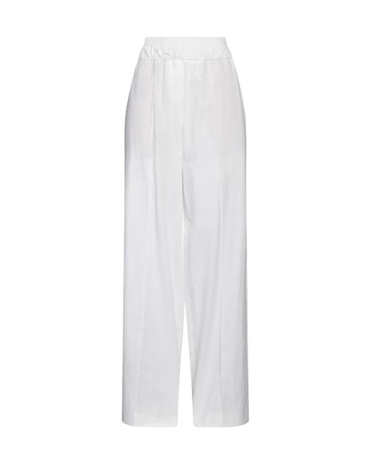 Brunello Cucinelli White Wide-Leg Casual Trousers