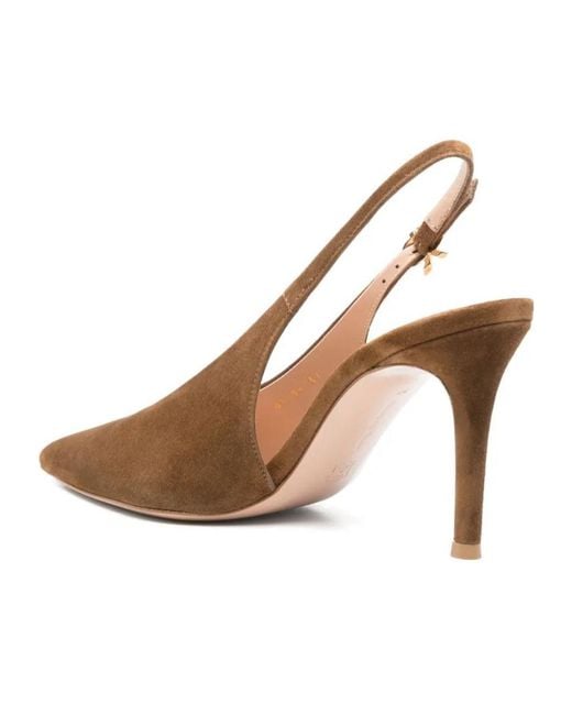 Gianvito Rossi Brown Robbie Pointed Toe Slingback Pumps