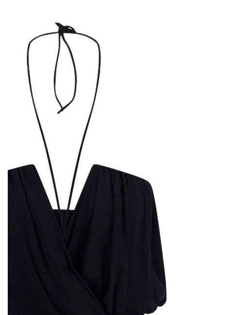 Amazuìn Black Backless Pleated Dress