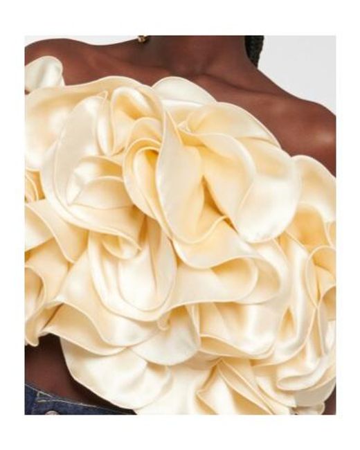 Magda Butrym Metallic Silk Ruffle Corset Top