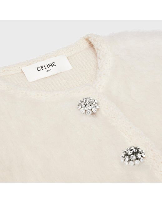 Céline White Brushed Mohair Cardigan