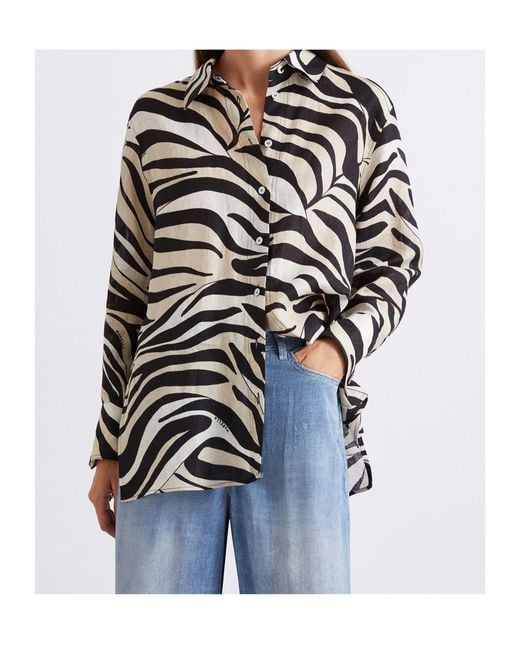 Marella Black Printed Linen Shirt