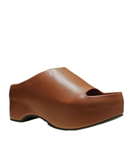 Marni Brown Leather Mules