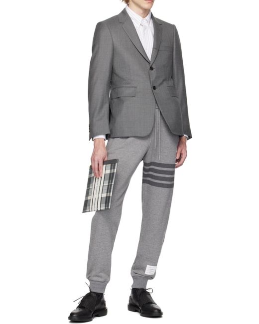 Thom Browne Gray Checkered Zipped Clutch Bag for men