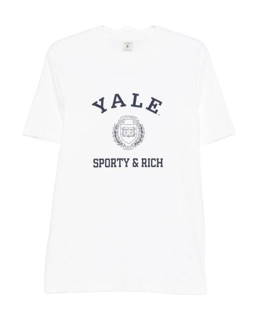 Sporty & Rich White Logo-Print T-Shirt