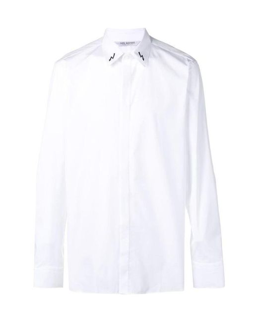 Neil Barrett White Printed Lapel Shirt for men