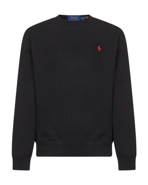 Polo Ralph Lauren Black Logo-Embroidered Crewneck Sweatshirt for men