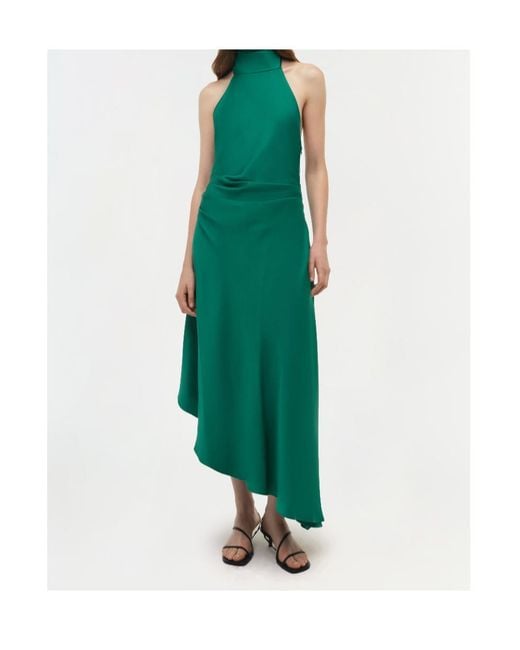 Jonathan Simkhai Green Monica Satin Midi Dress