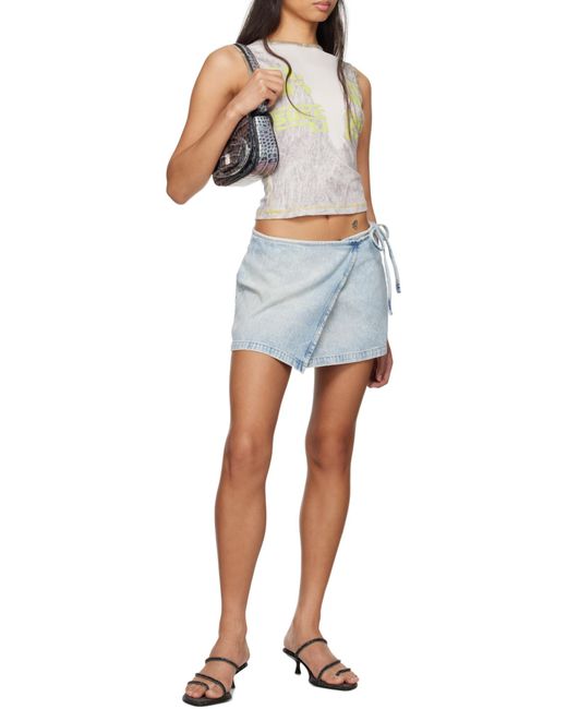 DIESEL Blue De-Lem Denim Wrap Mini Skirt