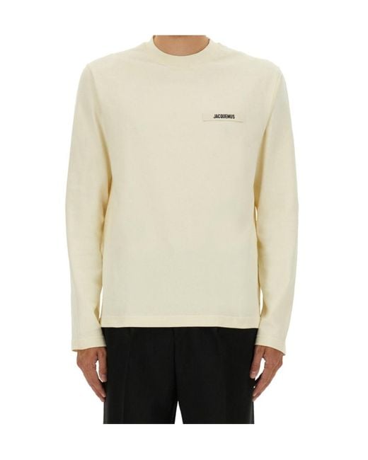 Jacquemus Natural Logo Patch Long Sleeved T-Shirt for men