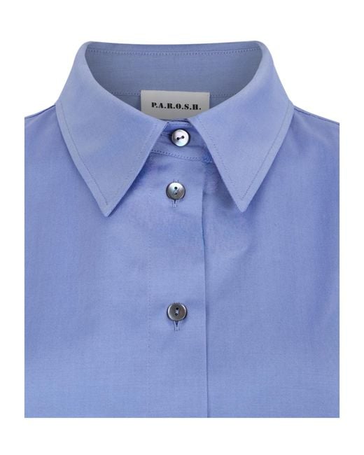 P.A.R.O.S.H. Blue Color-Block Long-Sleeve Shirt
