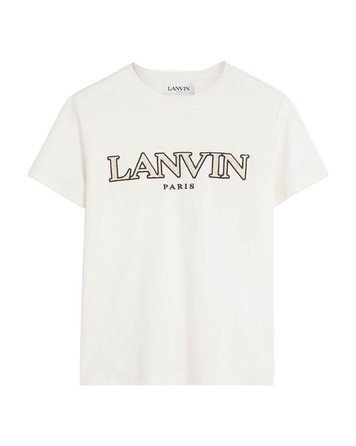 Lanvin White Logo Embroidered Crewneck T-Shirt