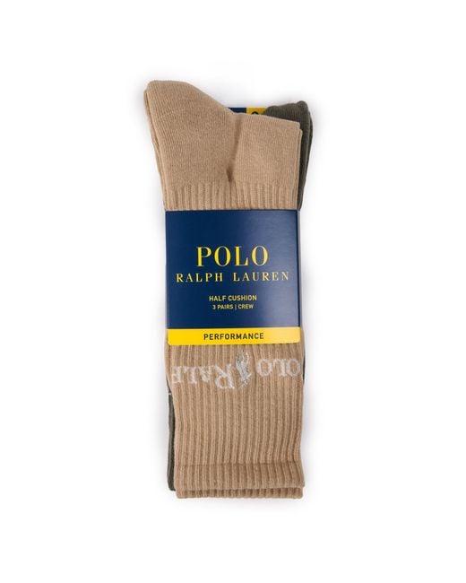 Polo Ralph Lauren White 3Pack Crewlength Sports Socks for men