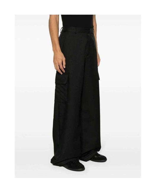 Off-White c/o Virgil Abloh Black Ow Drill Wide Leg Cargo Pants for men