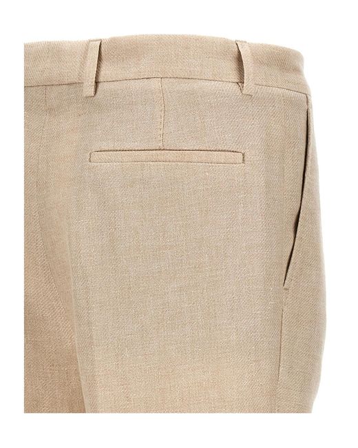 Brunello Cucinelli Natural Pleat-Detailing Tailored Trousers for men