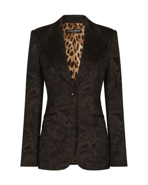 Dolce & Gabbana Black Turlington Ornamental Jacquard Single-Breasted Blazer