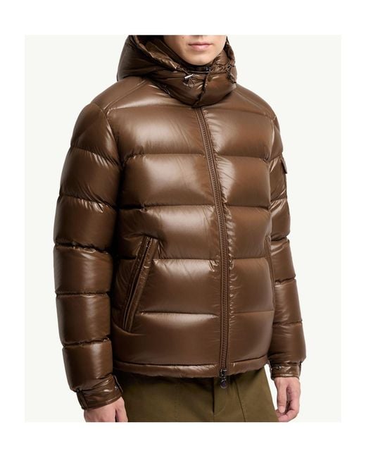 Moncler Brown Maya Hooded Short Down Jacket for men