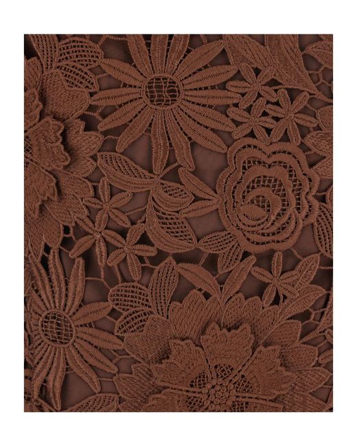 ROTATE BIRGER CHRISTENSEN Brown 3D Lace Midi Dress Dark