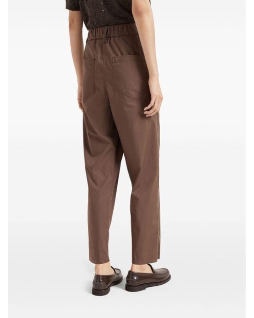 Brunello Cucinelli Brown Embellished Lightweight Poplin Five-Pocket Track Trousers