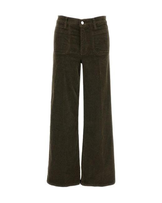 FRAME Green Flared-Leg Corduroy Trousers