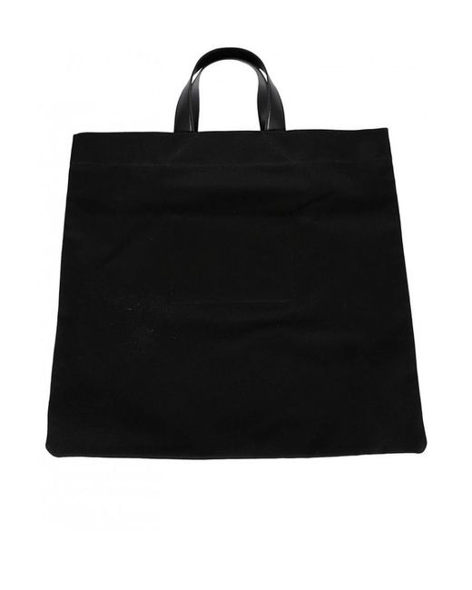 Jil Sander Black Logo Printed Large Tote Bag for men