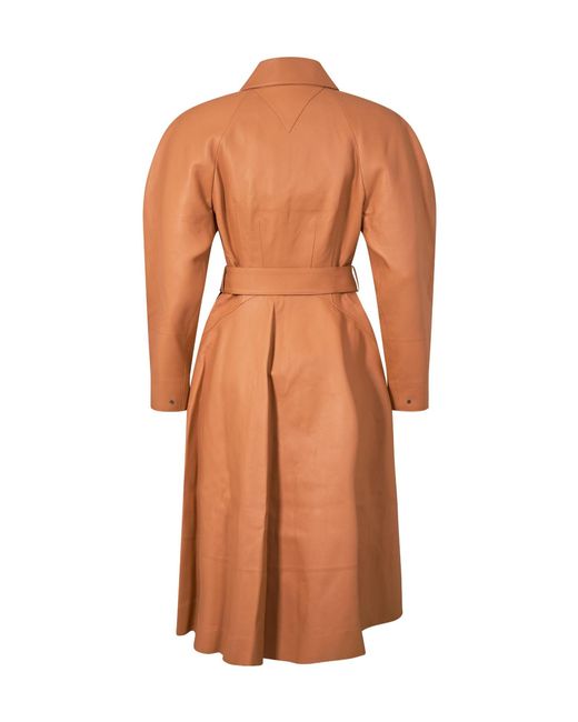 Bottega Veneta Brown Pointcollar Leather Long Coat