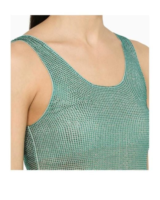 GIUSEPPE DI MORABITO Green Rhinestone-Embellished Tank Top