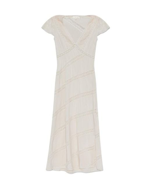 LoveShackFancy White Lace Trim Midi Dress