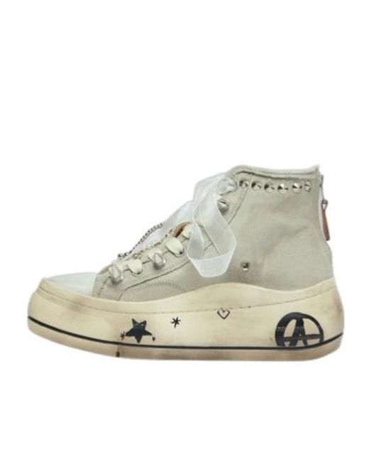 R13 Natural Embellished Platform High-Top Sneakers
