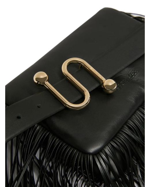 Max Mara Black Sportmax Soffy Fringes Logo Debossed Pouch