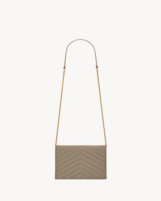 Saint Laurent White Cassandre Envelope Chain Wallet