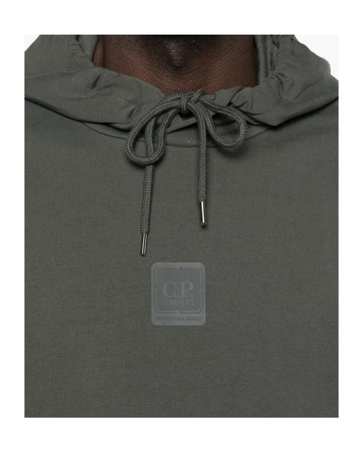 C P Company Gray Logo-Detail Hoodie for men