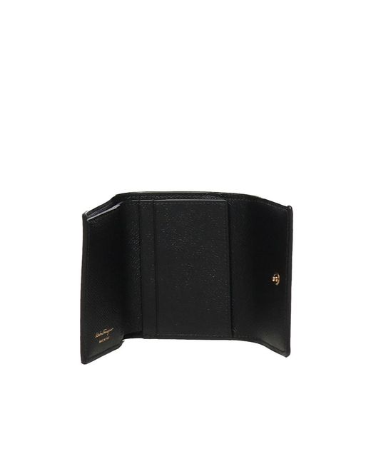 Ferragamo Black Ferragamo Gancini Plaque Tri-Fold Wallet