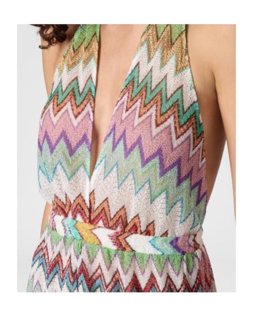 Missoni White Chevron Plunge Short Jumpsuit