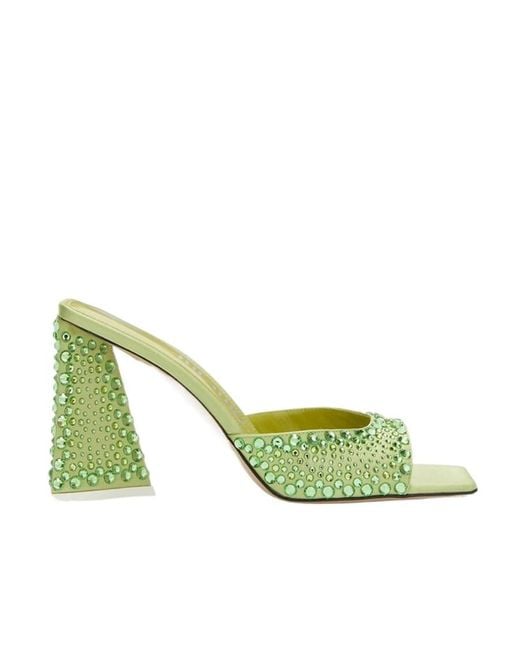 The Attico Green The Mini Devon Embellished Mules