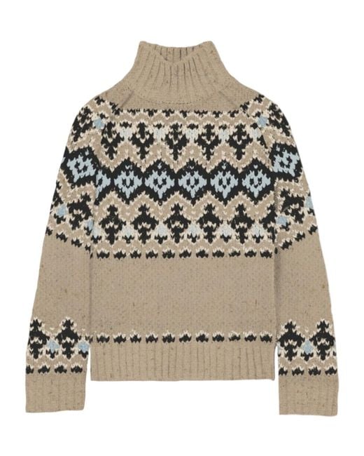 Mc2 Saint Barth Natural High-Neck Fair Isle Jumper