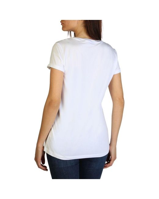 EA7 White Item O-Neck Short-Sleeved T-Shirt