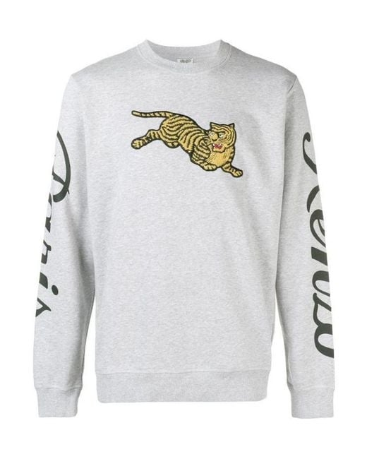 KENZO Gray Tiger Embroidered Pullover for men