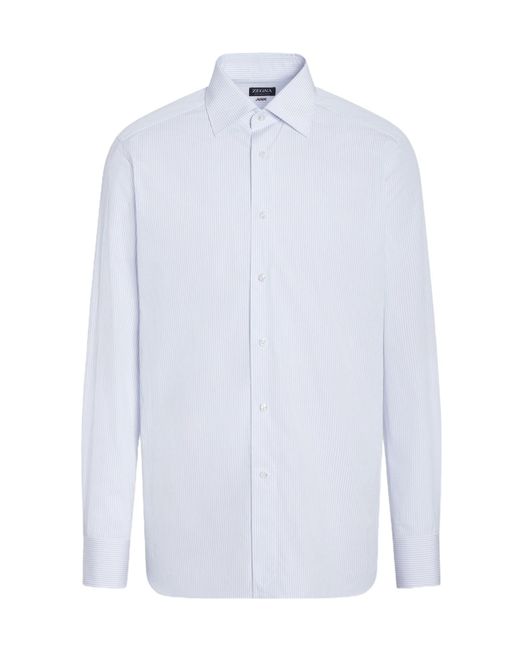 Zegna White Light And Micro-Striped Centoventimila Cotton Shirt for men